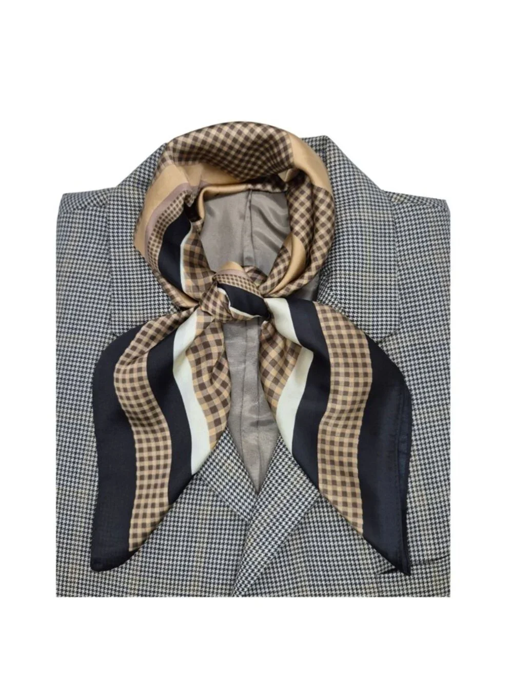 ✨New Elegant Bandana Geometric Scarf Silky Satin Black and Brown Wrap Stylish✨